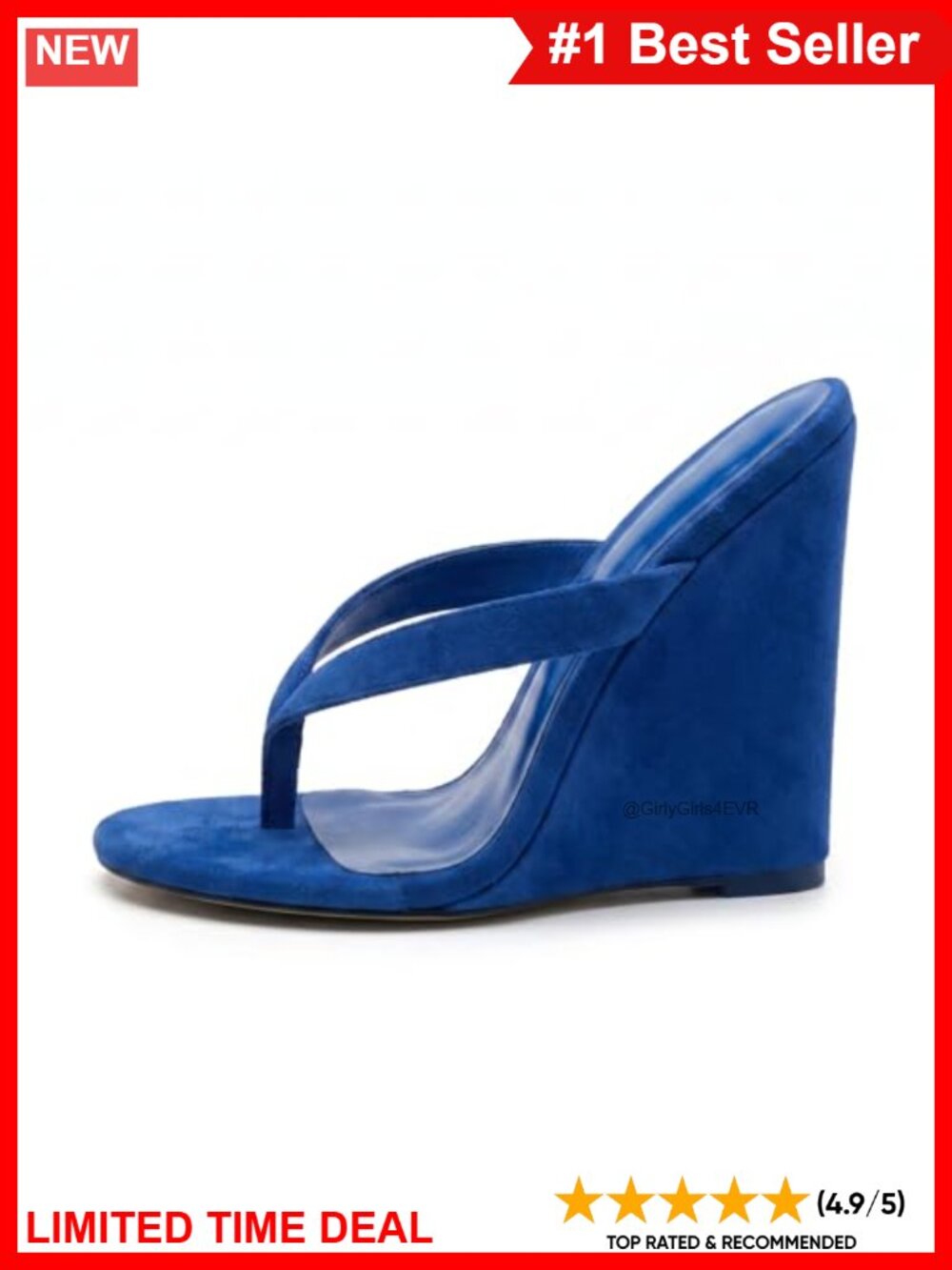 Women's Suede Wedge Sandals 4.7 Inch High Heel Open Toe Thong Platform